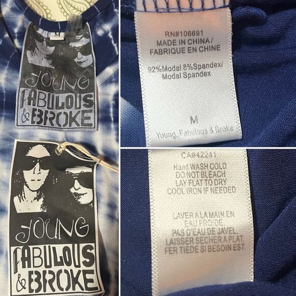 Young Fabulous & Broke Tie Dye Racerback Draped Armholes Maxi Dress Blue M NWT - Picture 7 of 8